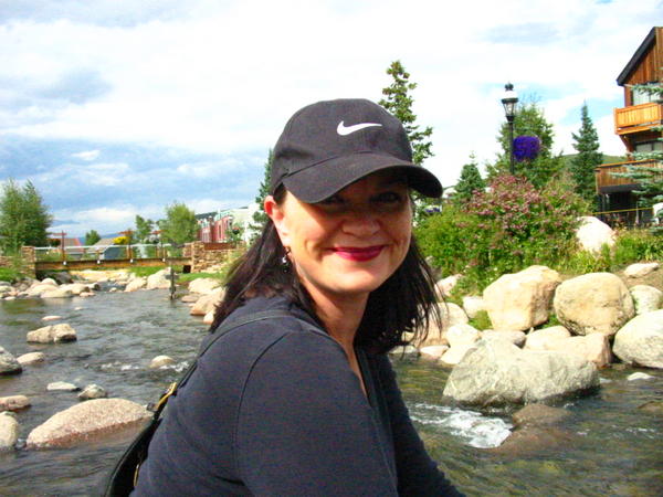 Liz resting on a rock