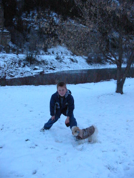 Isaac and Duncan taking a break in Glenwood Canyon