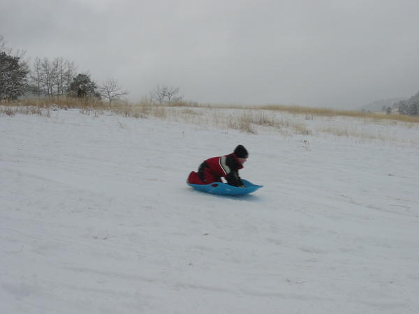 Cousin Justin heads downhill