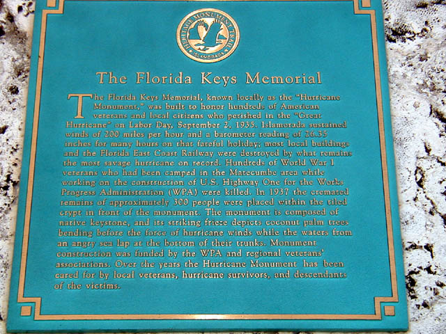 Islamorada '35 Hurricane Plaque