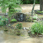 our pond today...water flowed even higher over top, hope all the fish are still there...