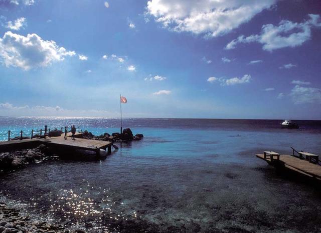 02. Boat dock on the left and shore diving dock on the right