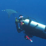 Maria shooting the Mobula (Devil) Ray