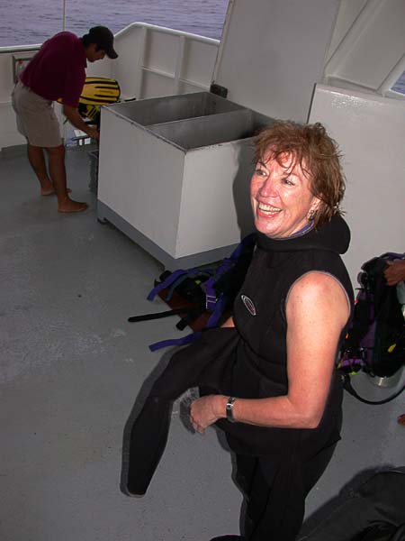 Carole after a good dive