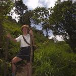 Carole at the trail gate