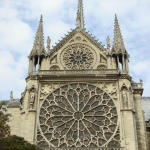 The outside of the southern Rose Window of the Notre Dame.