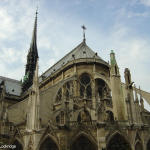 Flying buttresses of the Notre Dame.  Notice the green figures on the central spire?  There's a "blooper" there... see