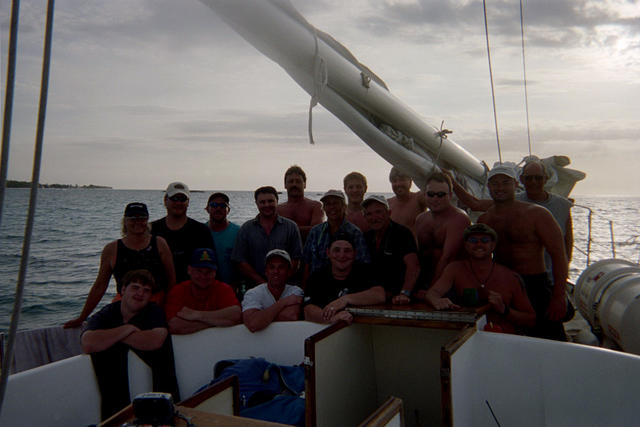 Bad picture of the group of divers on Pirate's Lady. I'm down in front.