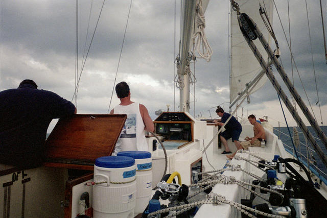 Mike on of the divers sailing us across from Miami.