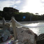 view from the docks up to the resort