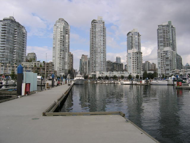 cool shot of city, waiting on water taxi.