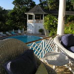 view to the main pool and cabanas