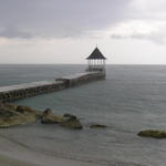 Watching the rain hit the gazebo on the pier