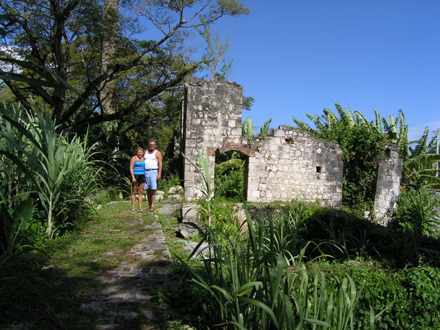 Sheryle and Mike pose for a picture.  Check out the remainding wall of a building