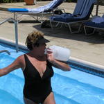 Anita finishing off the pina colada jug... we had 3 rounds- a jug and a half cost $98 each!  Who's buying the next round?